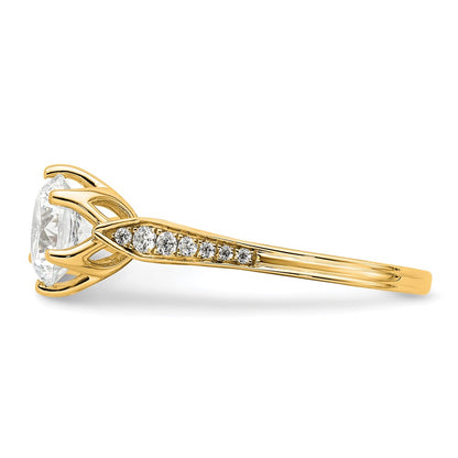 14K Yellow Gold Gold (Holds 1.5 carat (7.5mm) Round Center) 1/6 carat Diamond Semi-Mount Engagement Ring