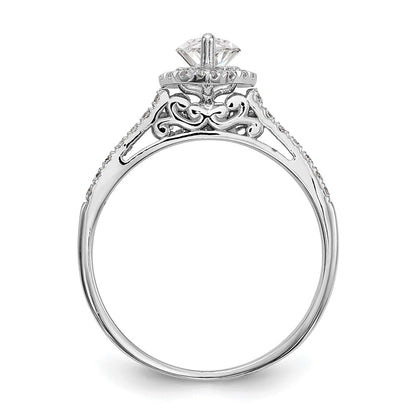 14K White Gold Halo (Holds 1 carat (10x5mm) Marquise Center) 1/4 carat Diamond Semi-mount Engagement Ring