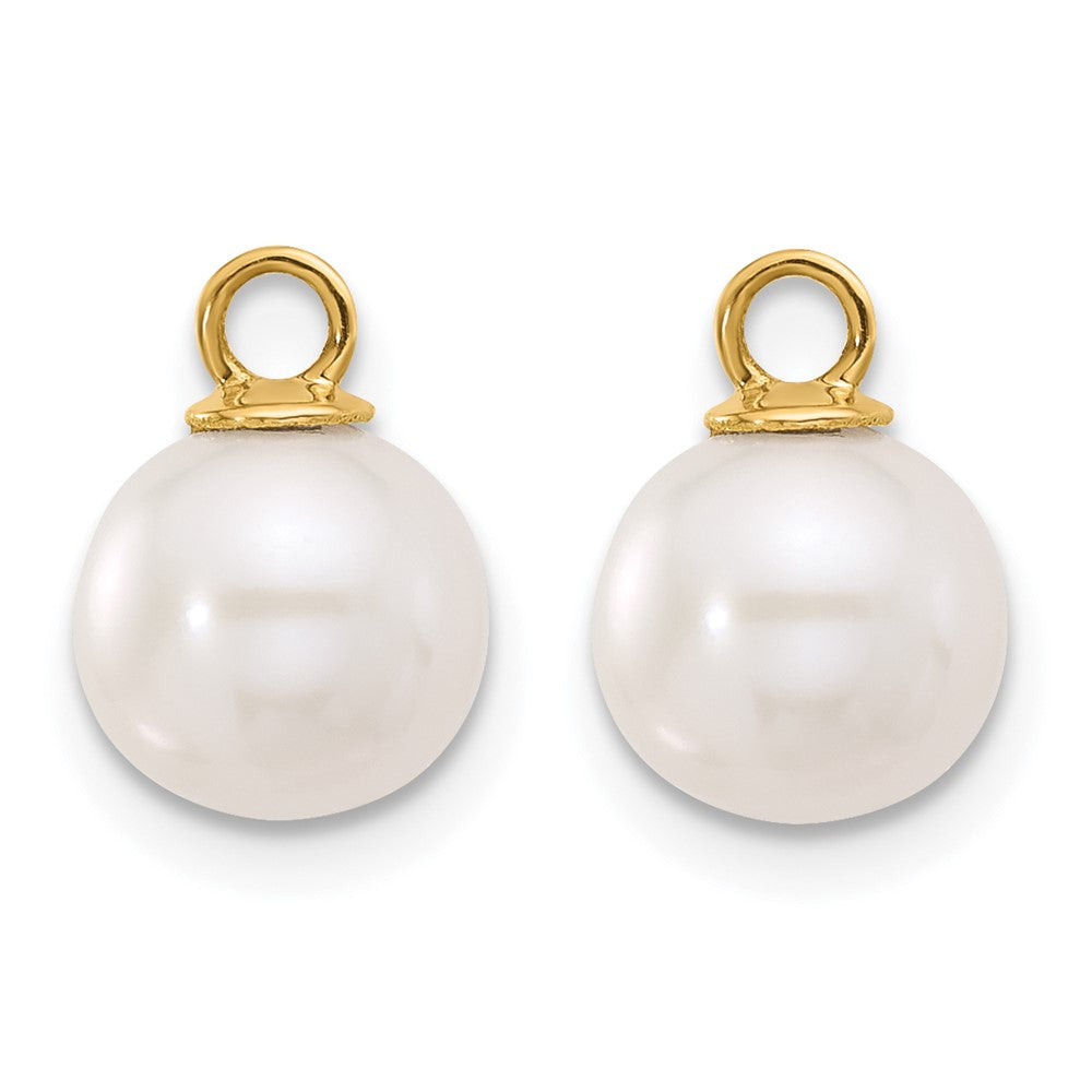 14K Yellow Gold 7-8mm Black and Freshwater Cultured Pearl Removable Dangle Hoop Earrings