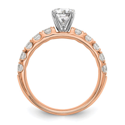 True Origin 14K Rose Gold 3/4 carat Lab Grown Diamond VS+ F+ Semi-Mount Peg Set Engagement Ring