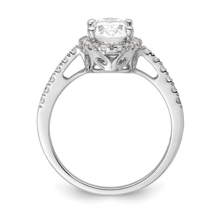 14K White Gold Halo Plus (Holds 1.25 carat (8.5x6.0mm) Oval Center) 3/8 carat Diamond Semi-Mount Engagement Ring