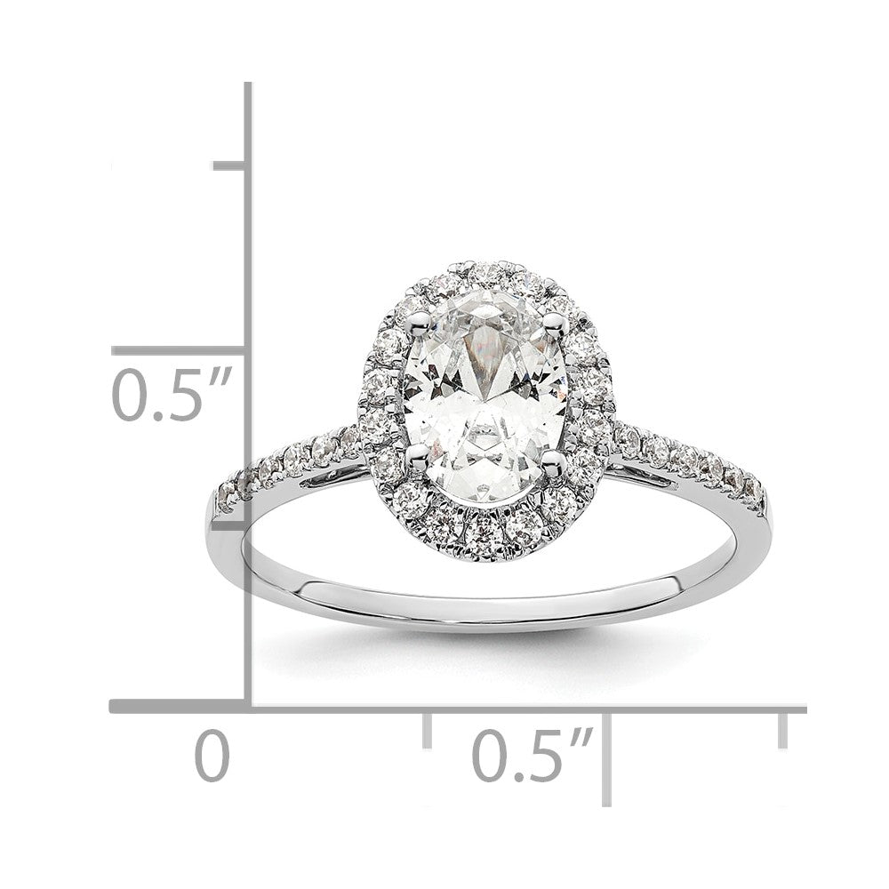 14K White Gold Halo (Holds 1.25 carat (7.5x5.5mm) Oval Center) 1/3 carat Diamond Semi-mount Engagement Ring
