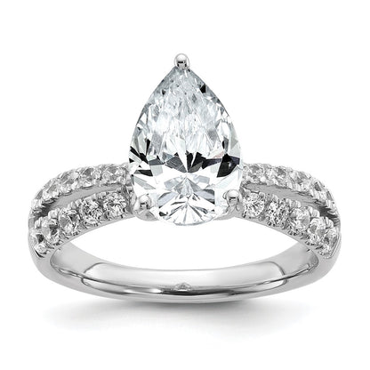 True Origin 14K White Gold 2 5/8 carat Lab Grown Diamond VS+ F+ Complete Pear Engagement Ring