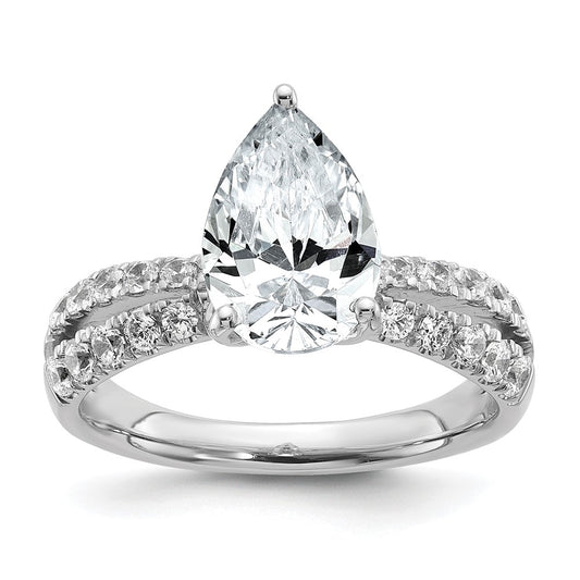 True Origin 14K White Gold 2 5/8 carat Lab Grown Diamond VS+ F+ Complete Pear Engagement Ring
