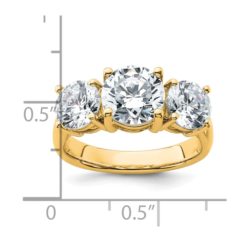 14K Yellow Gold 4 carat Certified Lab Grown Diamond VS+ F+ Three Stone Complete Engagement Ring