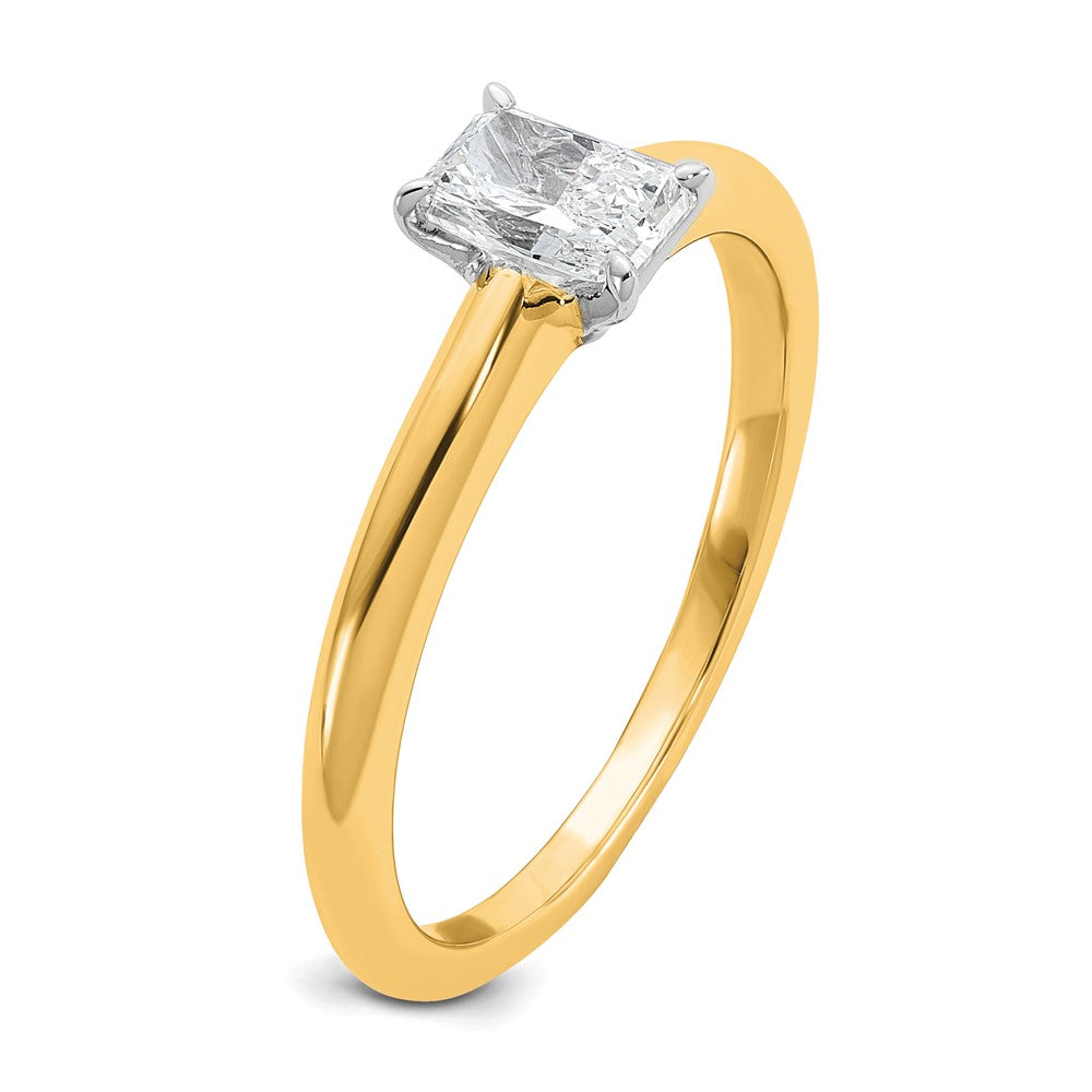 14K Two-Tone Gold Two-tone 1/2 carat Certified Lab Grown Diamond VS+ F+ Radiant Solitaire Complete Engagement Ring