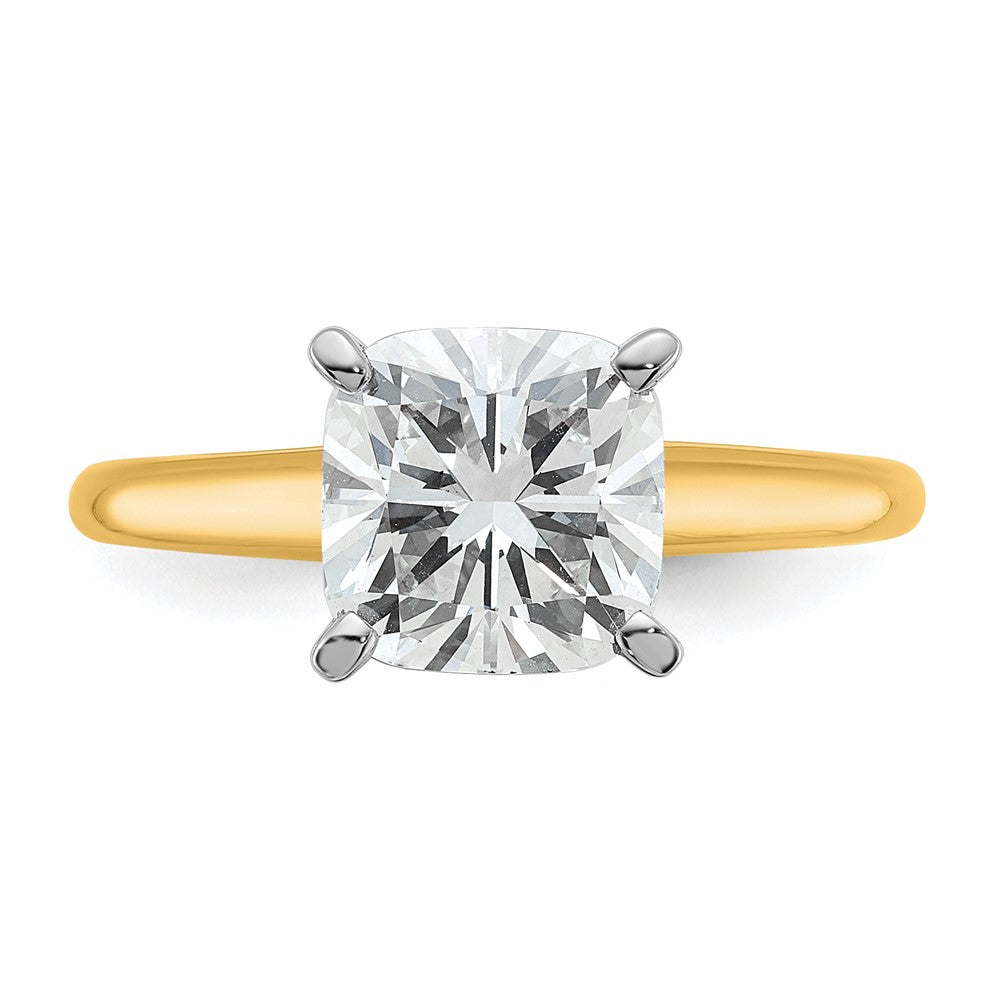 14K Two-Tone Gold Two-tone 2 1/2 carat Certified Lab Grown Diamond VS+ F+ Cushion Complete Solitaire Engagement Ring