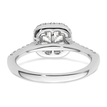 14K White Gold Halo (Holds 3/4 carat (5mm) Asscher-cut Center) 1/2 carat Diamond Semi-mount Engagement Ring