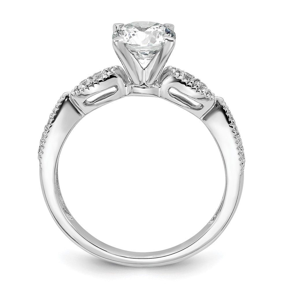 14K White Gold Criss-Cross (Holds 1 carat (6.5mm) Round Center) 1/6 carat Diamond Semi-mount Engagement Ring