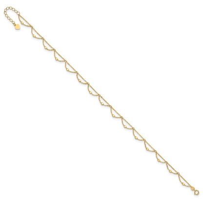 14K Yellow Gold Diamond-cut Fancy Beaded 10 Inch Plus 1.5 Inch Extender - Total 11.5 Inch Anklet