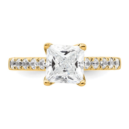 True Origin 14K Yellow Gold 3/8 carat Lab Grown Diamond VS+ F+ Semi-Mount Princess Engagement Ring