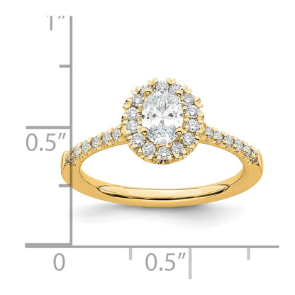 True Origin 14K Yellow Gold 1/3 carat Lab Grown Diamond VS+ F+ Semi-Mount Oval Halo Engagement Ring