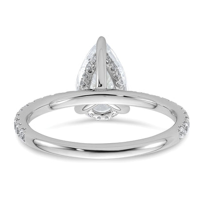 14K White Gold 2 carat Certified Lab Grown Diamond VS+ F+ Pear Complete Solitaire with Flair Engagement Ring