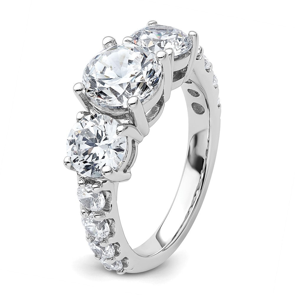 14K White Gold 4 carat Certified Lab Grown Diamond VS/SI+ G+ Round Complete Three Stone Engagement Ring