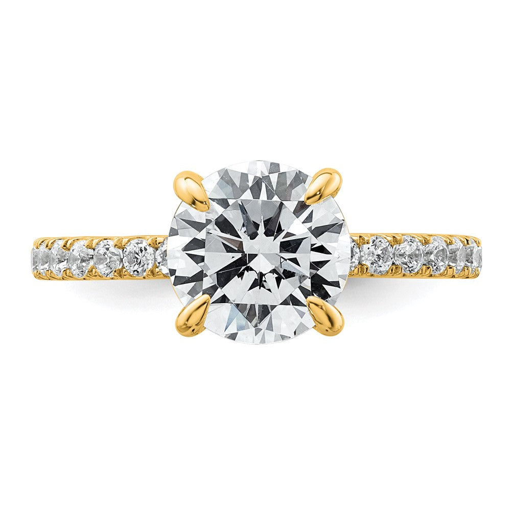 14K Yellow Gold 2 3/8 carat Certified Lab Grown Diamond VS+ F+ Round Complete Solitaire with Flair Engagement Ring