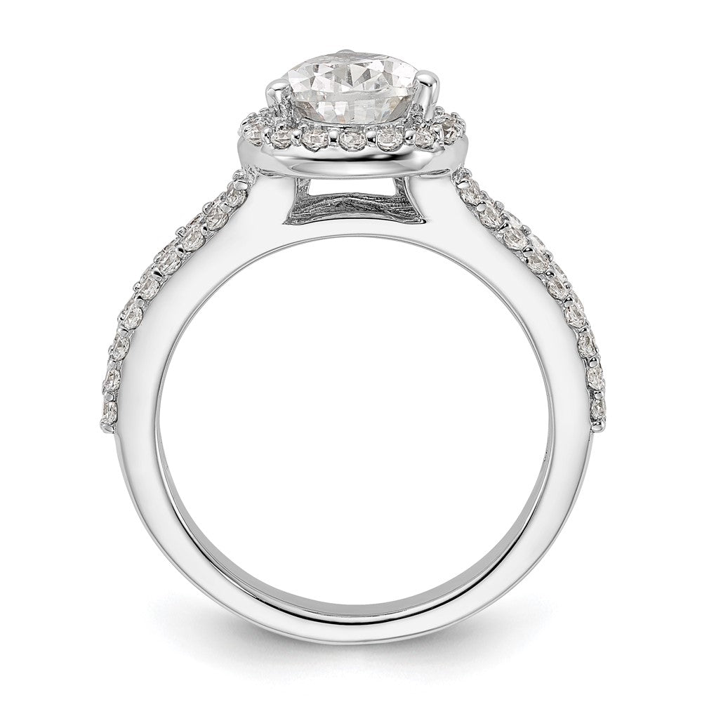 True Origin 14K White Gold 5/8 carat Lab Grown Diamond VS+ F+ Semi-Mount Pear Halo Engagement Ring