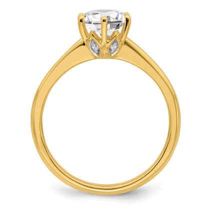 14K Yellow Gold (Holds 1 carat (6.50 mm) Round) 6-Prong with .02 carat Diamond Leaf Design Semi-Mount Engagement Ring