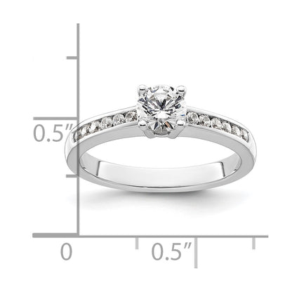 14K White Gold 3/4 carat Lab Grown Diamond VS/SI+ G+ Round Complete Channel Set Shared Prong Engagement Ring
