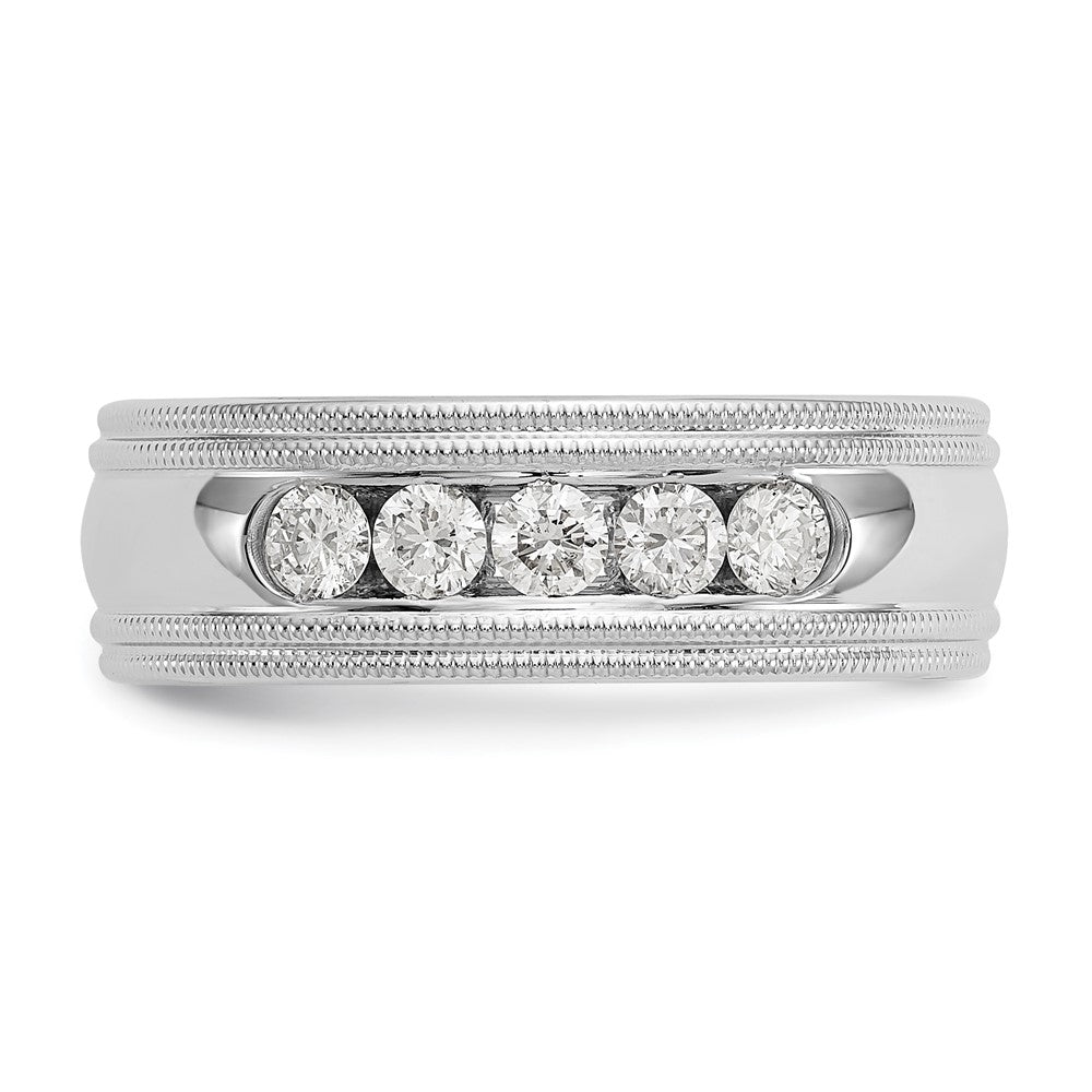True Origin 14K White Gold 1/2 carat Lab Grown Diamond VS+ F+ Size 9 Complete Double Miligrain Wedding Band Ring