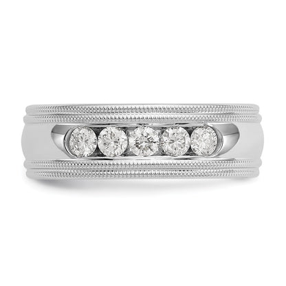 True Origin 14K White Gold 1/2 carat Lab Grown Diamond VS+ F+ Size 9 Complete Double Miligrain Wedding Band Ring
