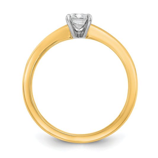 14K Two-Tone Gold Two-tone 3/4 carat Certified Lab Grown Diamond VS+ F+ Emerald Solitaire Complete Engagement Ring