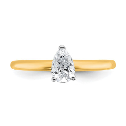 14K Two-Tone Gold Two-tone 1/2 carat Lab Grown Diamond VS+ F+ Pear Solitaire Complete Engagement Ring
