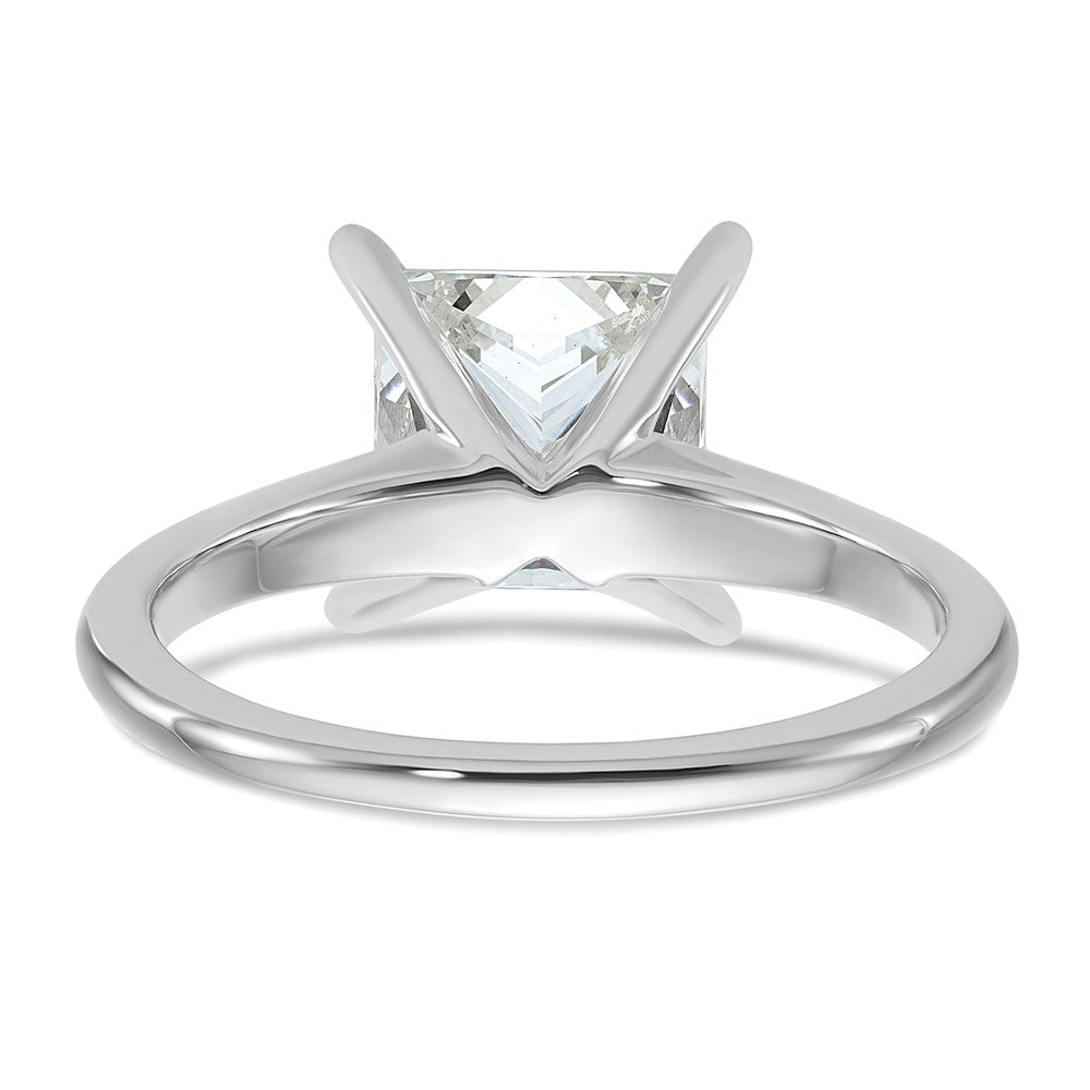 14K White Gold 2 1/2 carat Certified Lab Grown Diamond VS+ F+ Princess Complete Solitaire Engagement Ring