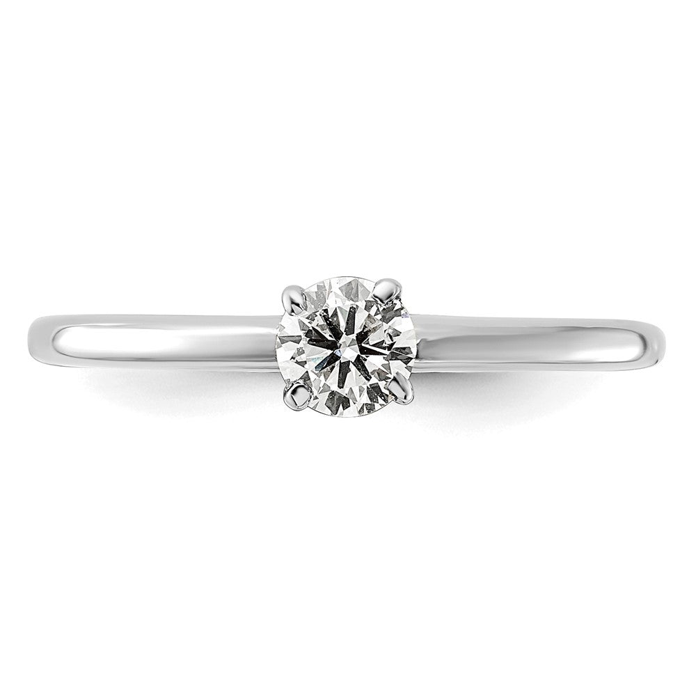 14K White Gold 1/3 carat Lab Grown Diamond VS+ F+ Round Complete Solitaire Engagement Ring