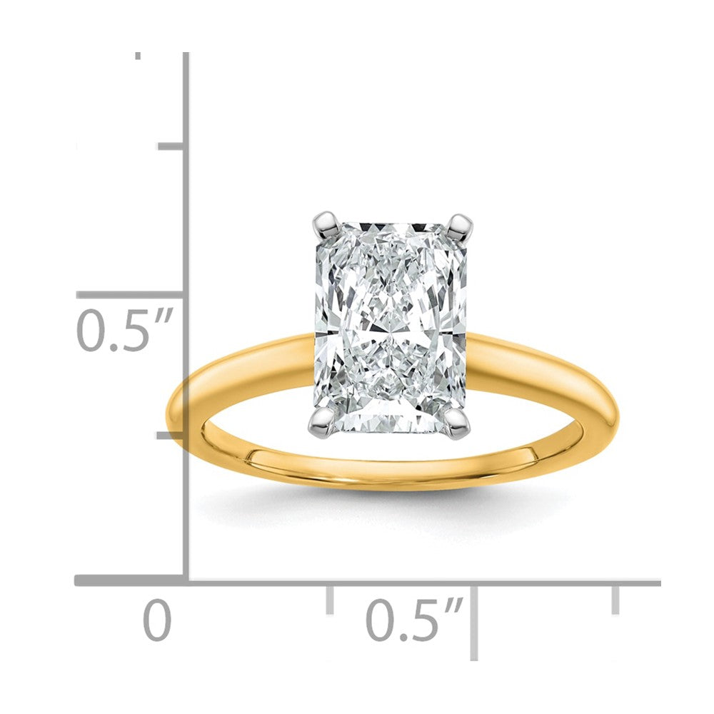 14K Two-Tone Gold Two-tone 2 1/2 carat Lab Grown Diamond VS+ F+ Radiant Solitaire Complete Engagement Ring