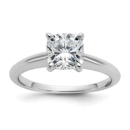 14K White Gold 1 1/2 carat Lab Grown Diamond VS+ F+ Cushion Complete Solitaire Engagement Ring