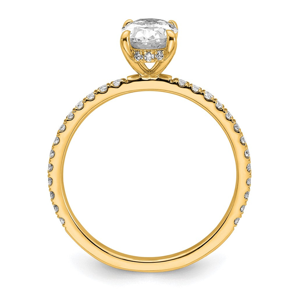 14K Yellow Gold 1 1/3 carat Certified Lab Grown Diamond VS+ F+ Oval Complete Solitaire with Flair Engagement Ring