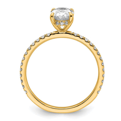 14K Yellow Gold 1 1/3 carat Certified Lab Grown Diamond VS+ F+ Oval Complete Solitaire with Flair Engagement Ring