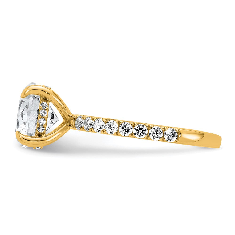 14K Yellow Gold 3 1/2 carat Certified Lab Grown Diamond VS/SI+ G+ Round Complete Solitaire with Flair Engagement Ring