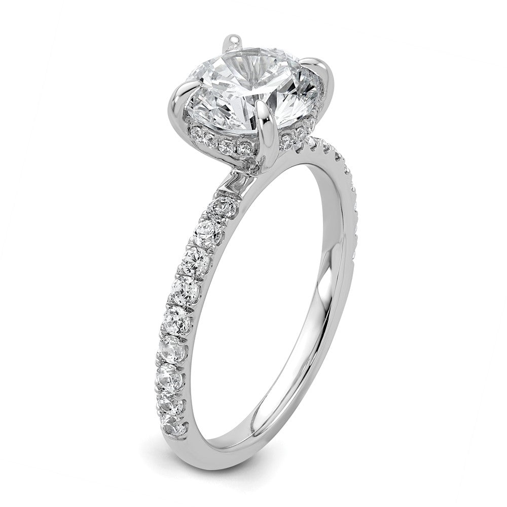 14K White Gold 2 3/8 carat Certified Lab Grown Diamond VS/SI+ G+ Round Complete Solitaire with Flair Engagement Ring