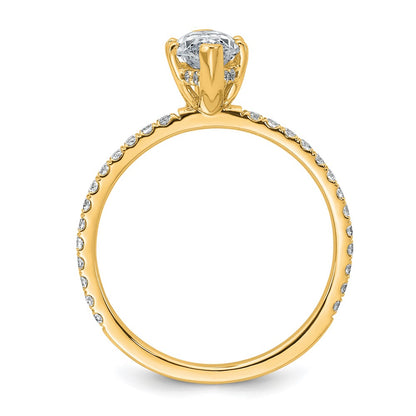 14K Yellow Gold 1 3/8 carat Certified Lab Grown Diamond VS/SI+ G+ Marquise Complete Solitaire with Flair Engagement Ring