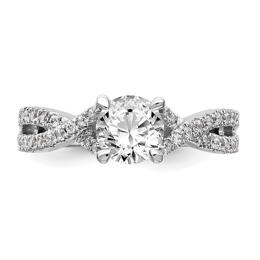 14K White Gold Criss-Cross (Holds 3/4 carat (5.8mm) Round Center) 3/8 carat Diamond Semi-mount Engagement Ring