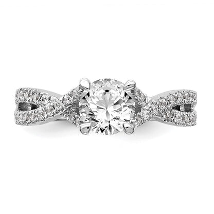 14K White Gold Criss-Cross (Holds 3/4 carat (5.8mm) Round Center) 3/8 carat Diamond Semi-mount Engagement Ring