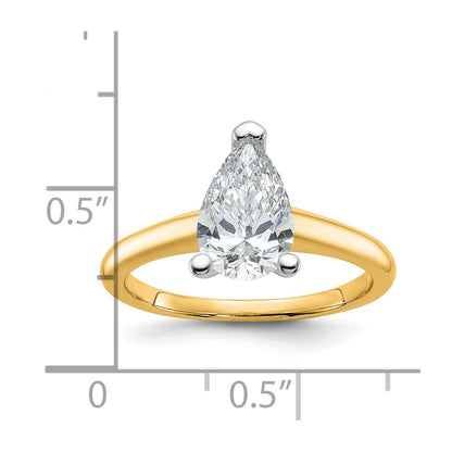 14K Two-Tone Gold Two-tone 1 1/2 carat Lab Grown Diamond VS+ F+ Pear Solitaire Complete Engagement Ring