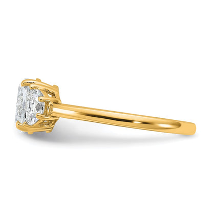 14K Yellow Gold 1 3/8 carat Certified Lab Grown Diamond VS+ F+ Complete Oval and Half Moon Three Stone Engagement Ring