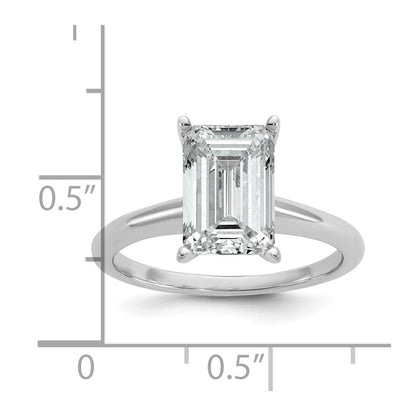 14K White Gold 3 carat Certified Lab Grown Diamond VS+ F+ Emerald Solitaire Complete Engagement Ring