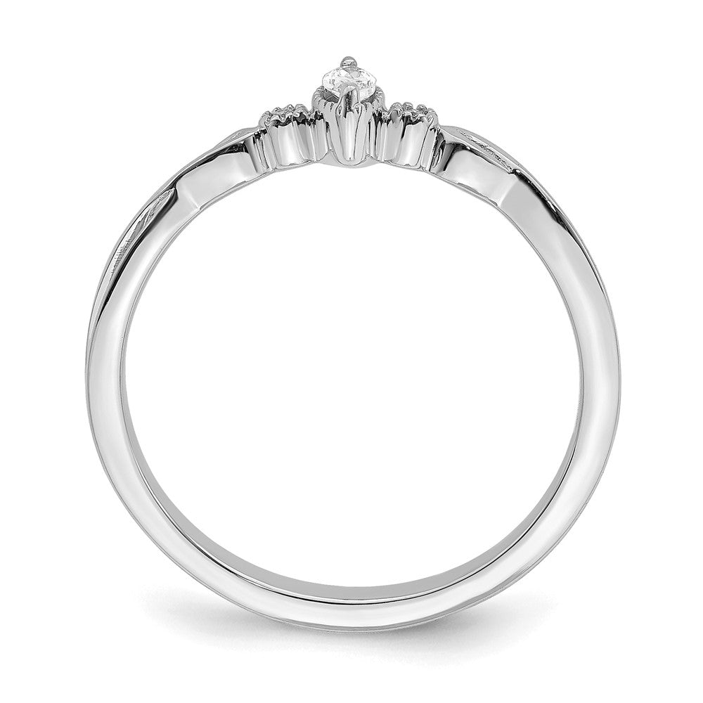 14K White Gold Beaded Edge Petite 3-Stone 1/15 carat Marquise Diamond Complete Promise/Engagement Ring
