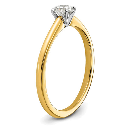 14K Two-Tone Gold 1/3 carat Lab Grown Diamond VS+ F+ Round Complete Solitaire Engagement Ring