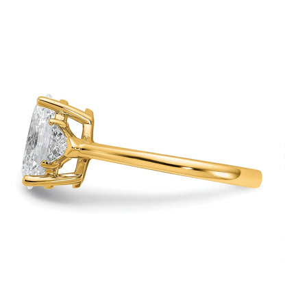 14K Yellow Gold 2 1/2 carat Certified Lab Grown Diamond VS/SI+ G+ Complete Oval and Trillion Three Stone Engagement Ring
