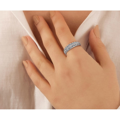 True Origin 14K White Gold 1 1/4 carat Lab Grown Diamond VS+ F+ Double Row Complete Wedding Band Ring