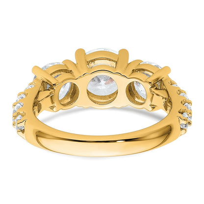 14K Yellow Gold 4 carat Lab Grown Diamond VS/SI+ G+ Round Complete Three Stone Engagement Ring