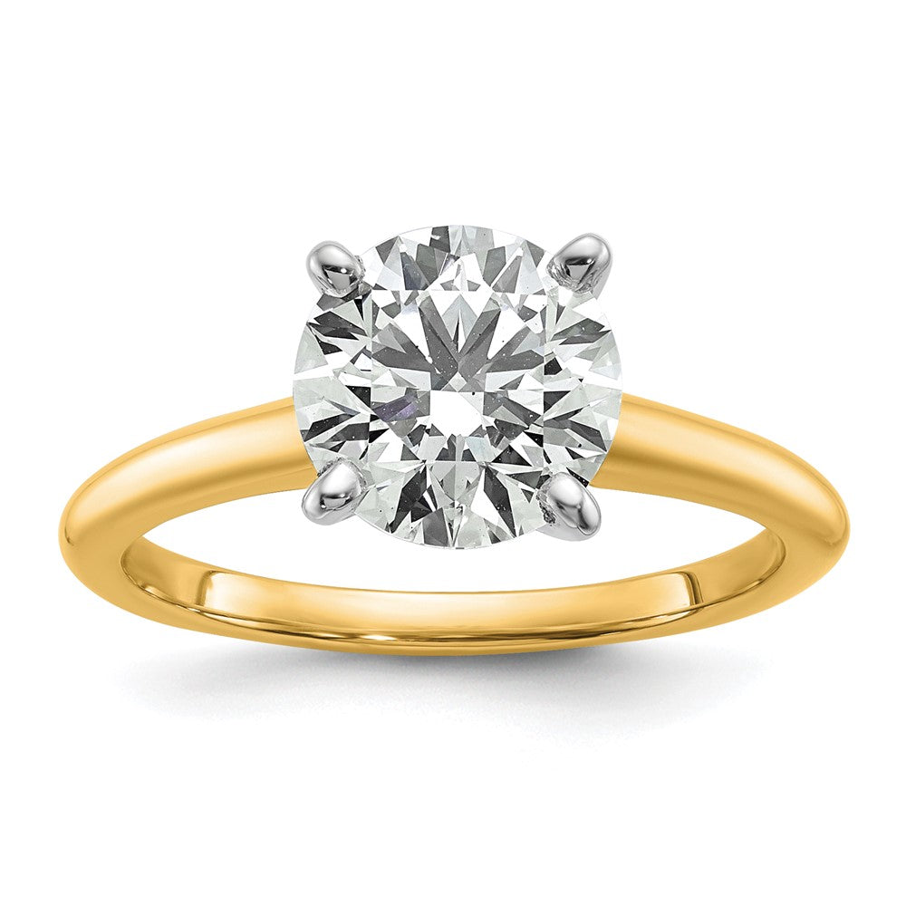14K Two-Tone Gold 2 carat Certified Lab Grown Diamond VS+ F+ Round Complete Solitaire Engagement Ring