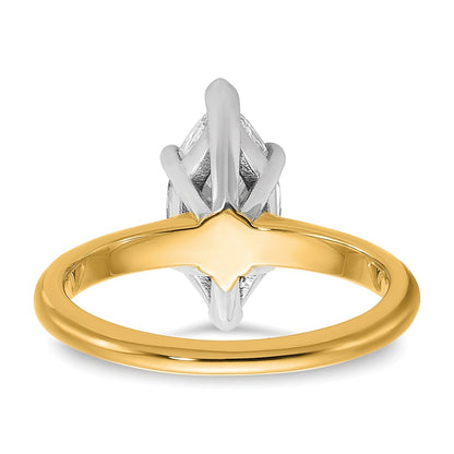 14K Two-Tone Gold Two-tone 2 carat Lab Grown Diamond VS+ F+ Marquise Solitaire Complete Engagement Ring