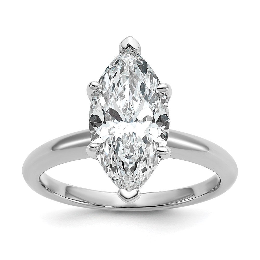 14K White Gold 3 carat Lab Grown Diamond VS+ F+ Marquise Solitaire Complete Engagement Ring