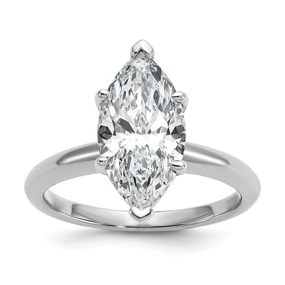 14K White Gold 3 carat Lab Grown Diamond VS+ F+ Marquise Solitaire Complete Engagement Ring