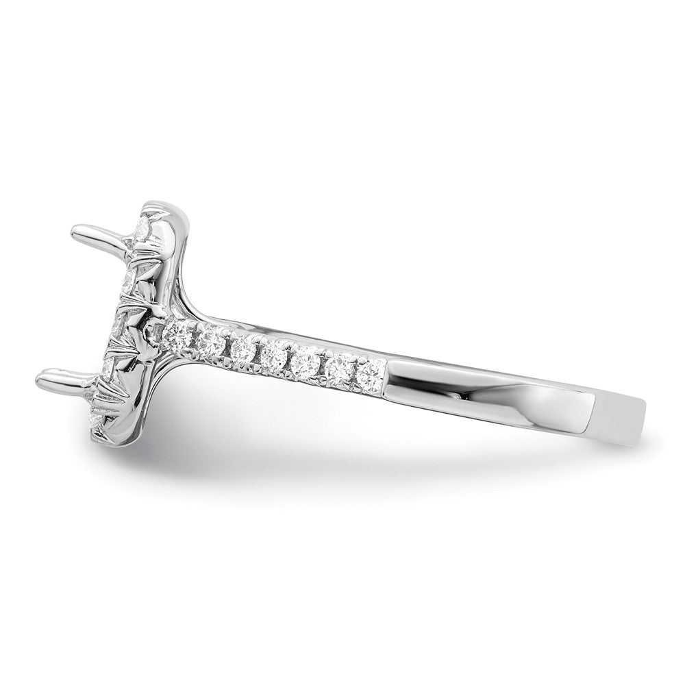 14K White Gold Halo (Holds 1.5 carat (7.7x5.8mm) Emerald-cut Center) 5/8 carat Diamond Semi-mount Engagement Ring